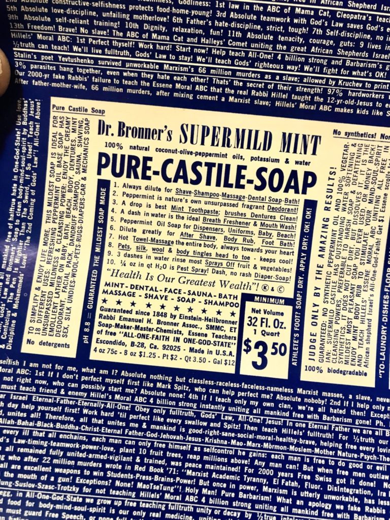 Dr. Bronner soap label